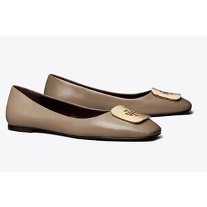 🆕Tory Burch Authentic Georgia Ballet Leather Dark Elk Flats Shoes Size 9.5 NIB